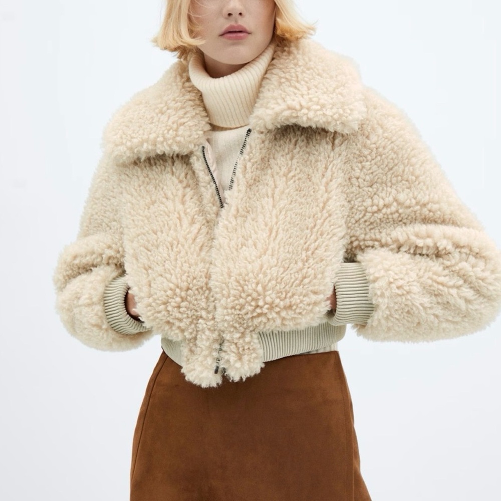 Mango Fur Effect Bomber Sherpa